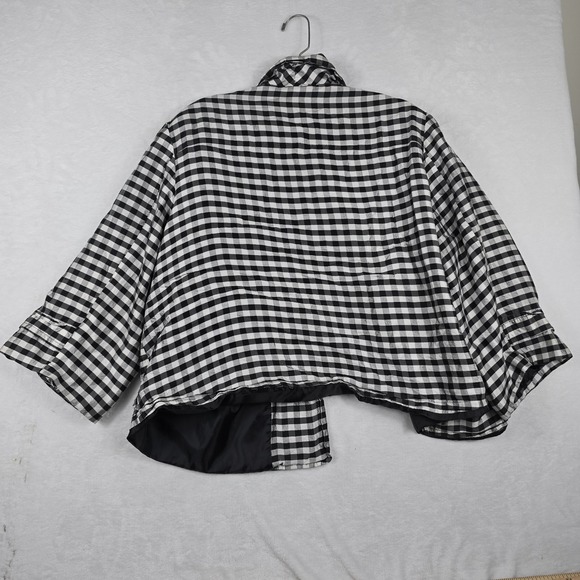 Dressbarn‎ Woman Silk Gingham Plaid Black White Single Button Jacket Size 2X - Picture 8 of 8